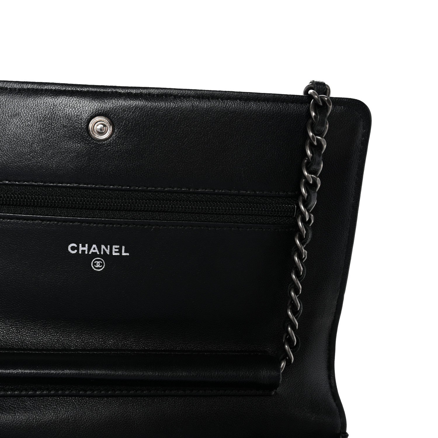 Lambskin Quilted Boy Wallet On Chain WOC Black