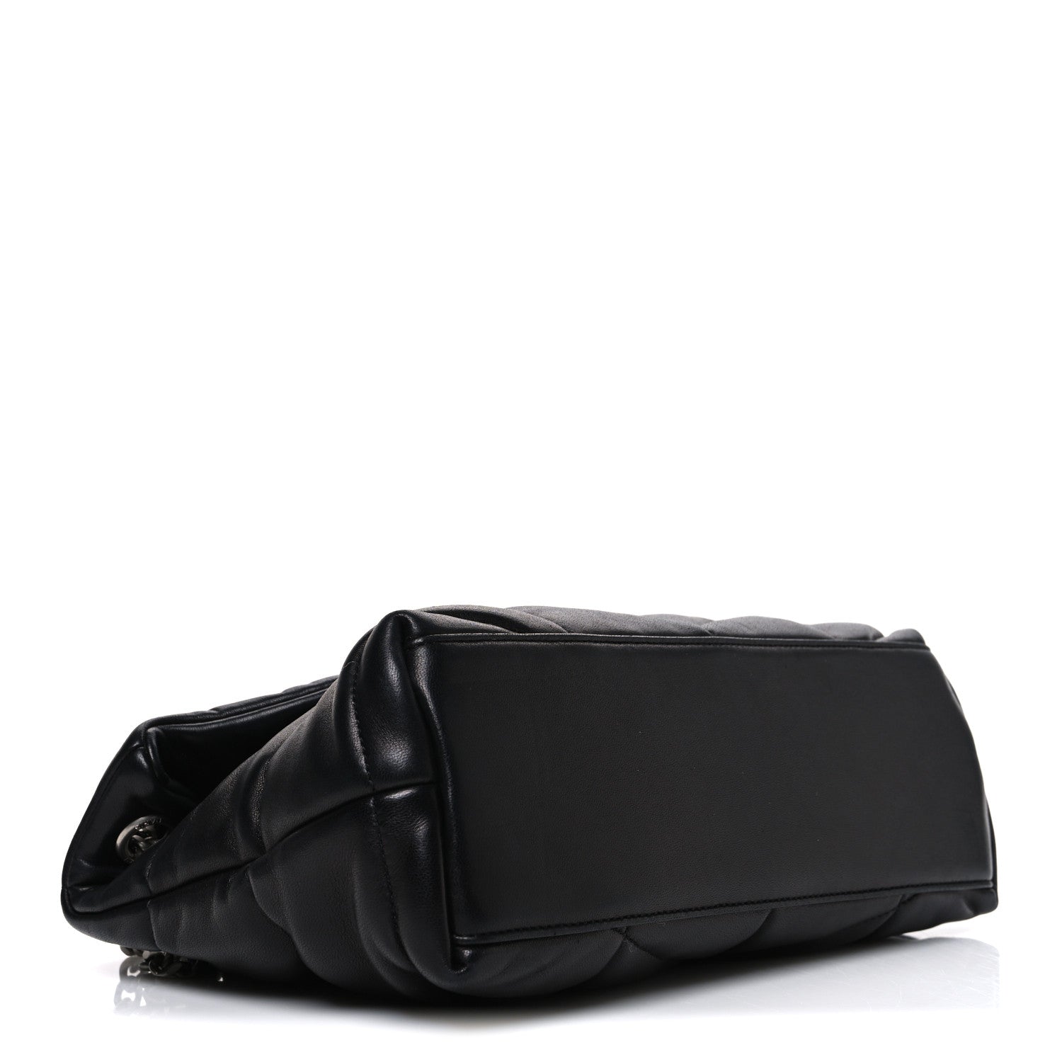 Lambskin Quilted Small Loulou Puffer Monogram Chain Satchel Black