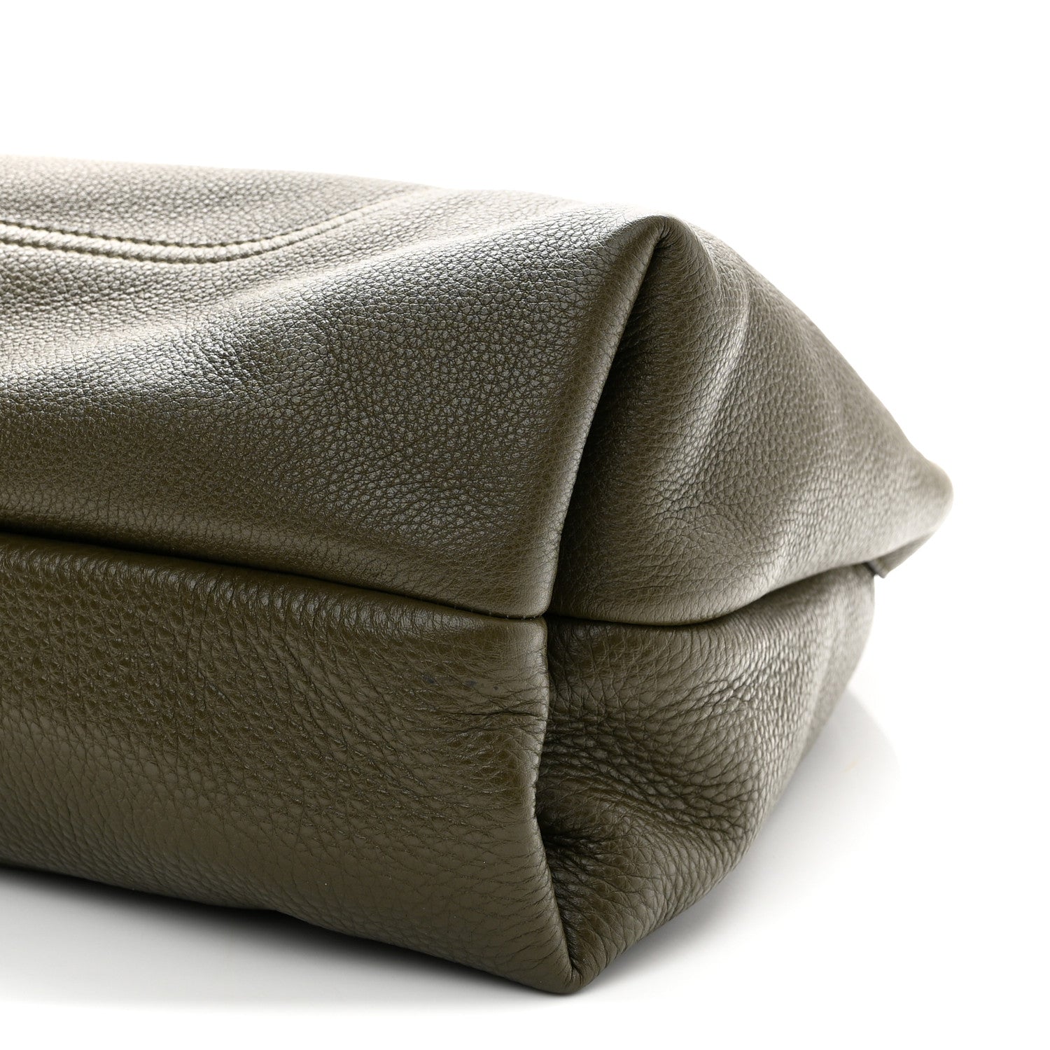 Grained Calfskin Softbit Maxi Shoulder Bag Forest Green