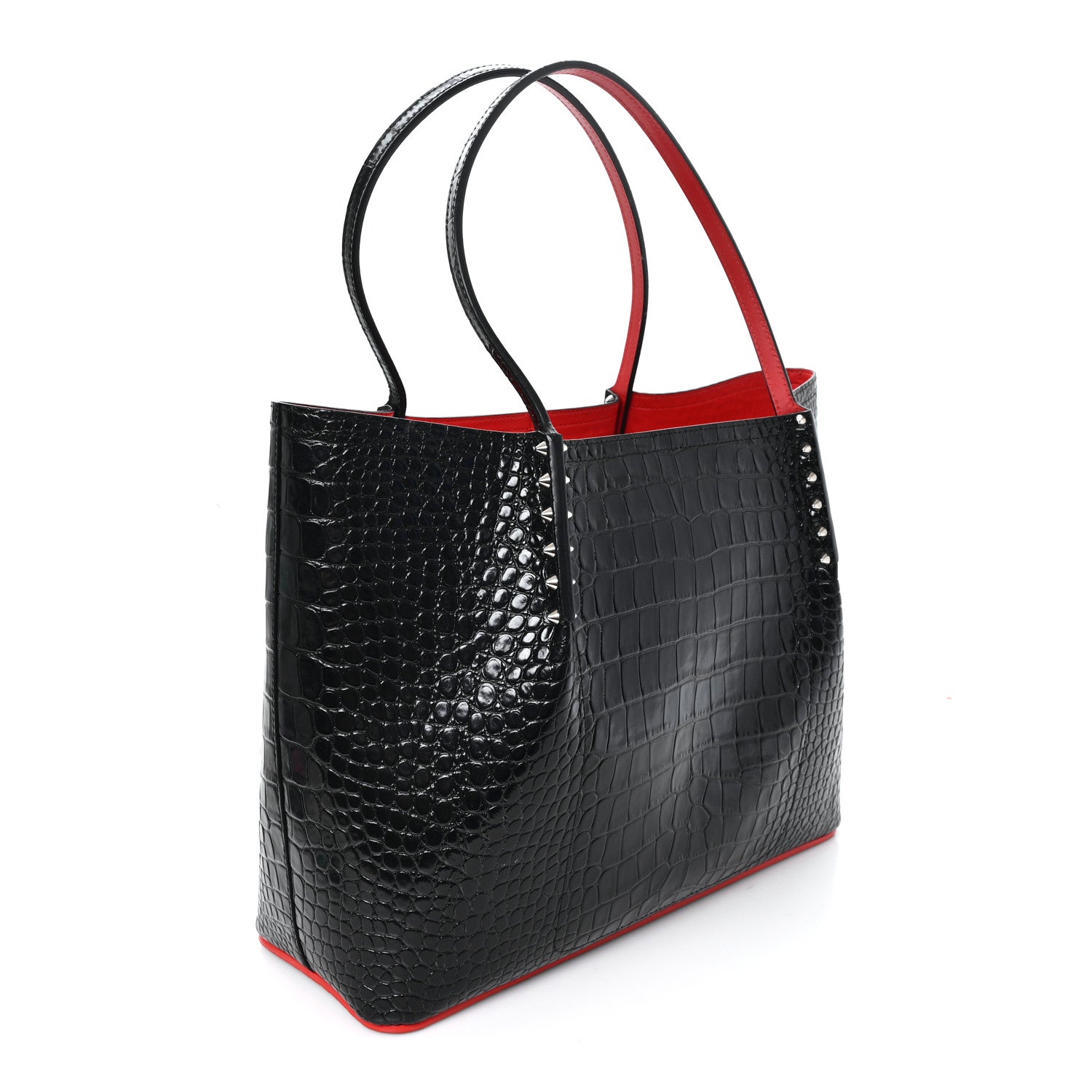Calfskin Crocodile Embossed Spikes Large Cabarock Black