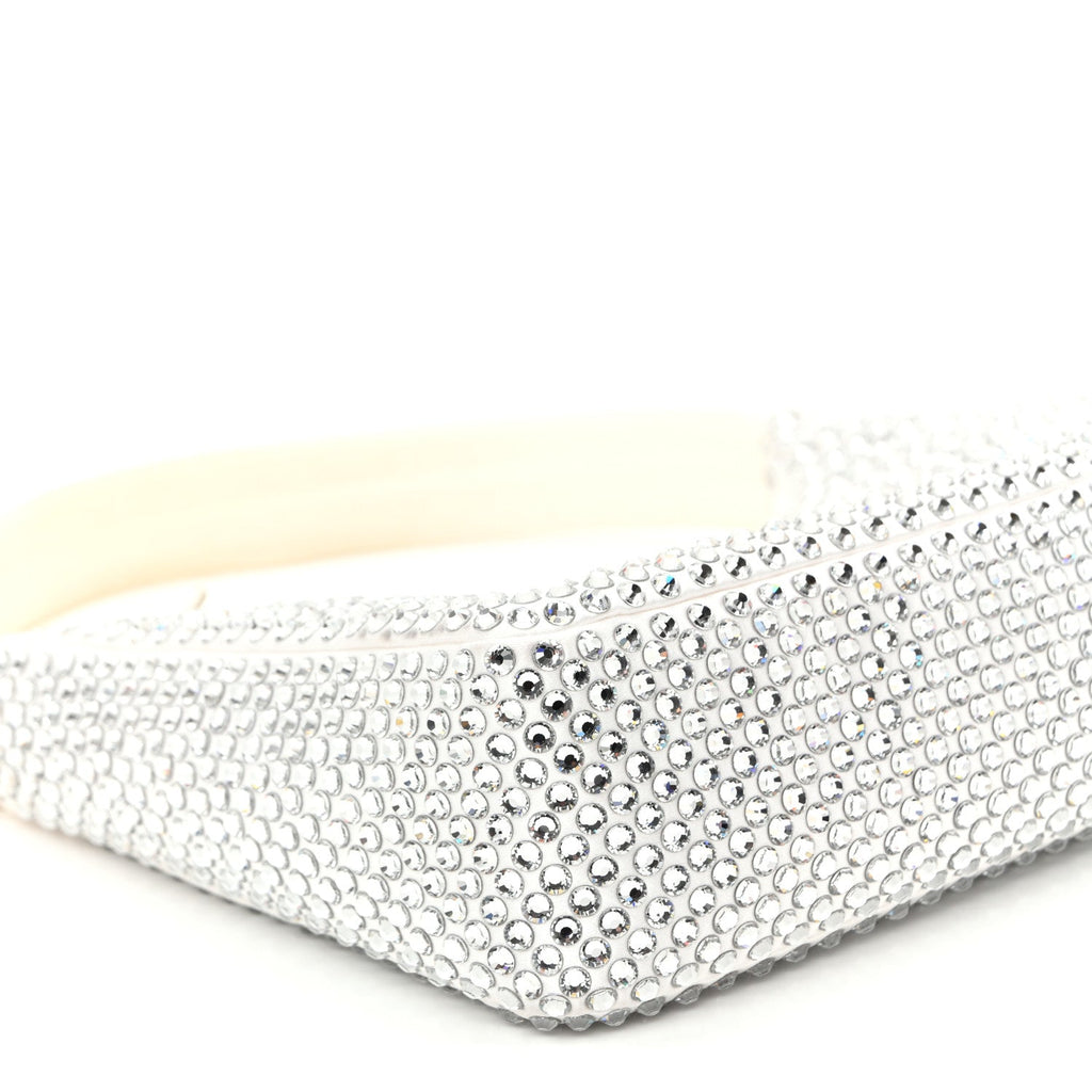 Satin Crystal Mini Re-Edition 2000 Bag White