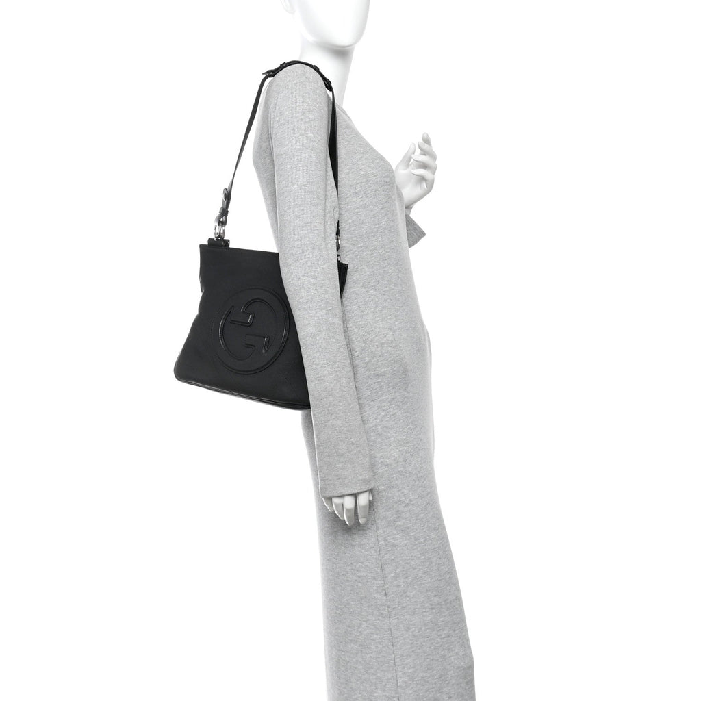 Sakai Be Green Calfskin Diagonal Stitched Small Blondie Tote  Black