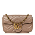 Calfskin Matelasse Super Mini GG Marmont Shoulder Bag Porcelain Rose