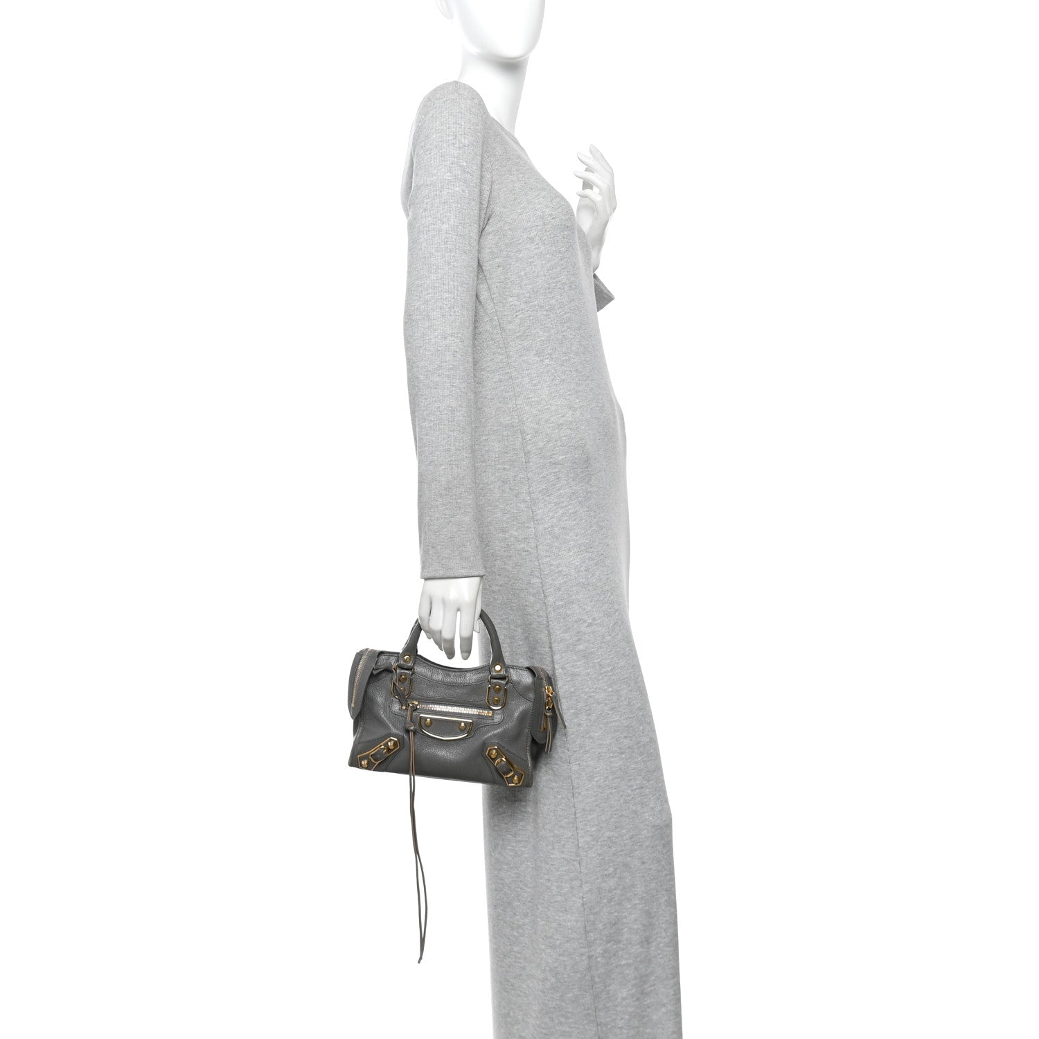 Chevre Gold Metallic Edge Hardware Mini City Gris Acier