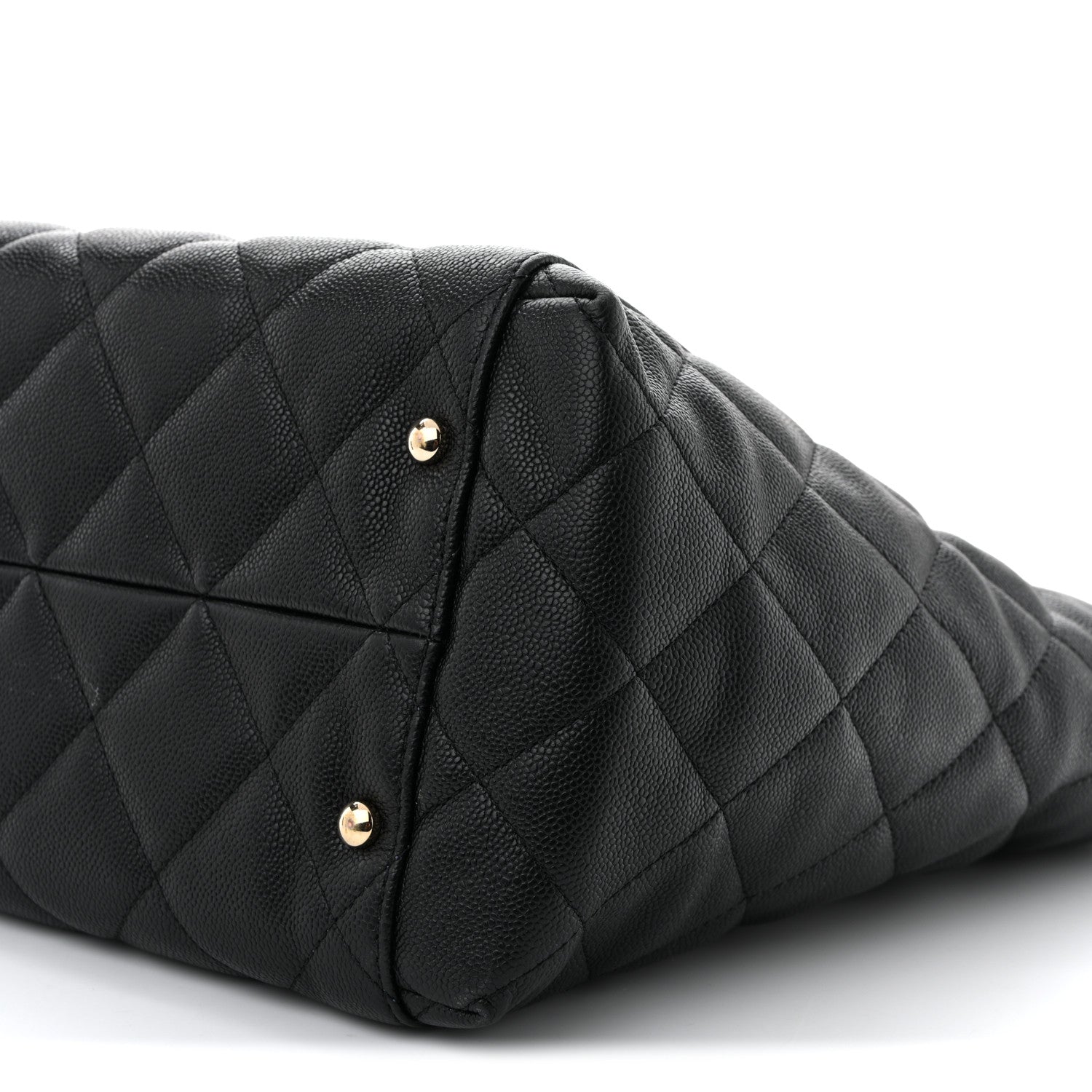 Caviar Quilted Large Shopping Tote Black