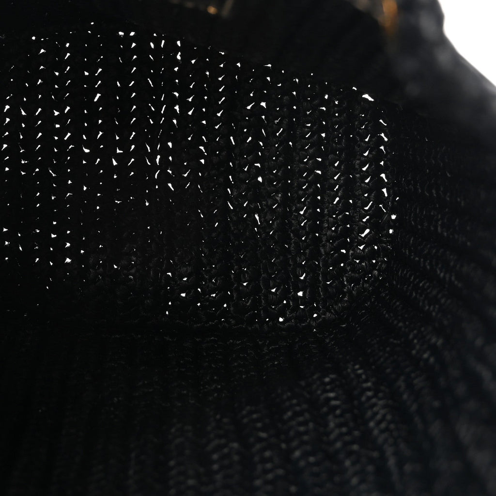 Yarn Raffia Effect Crochet Mini Bucket Bag Black