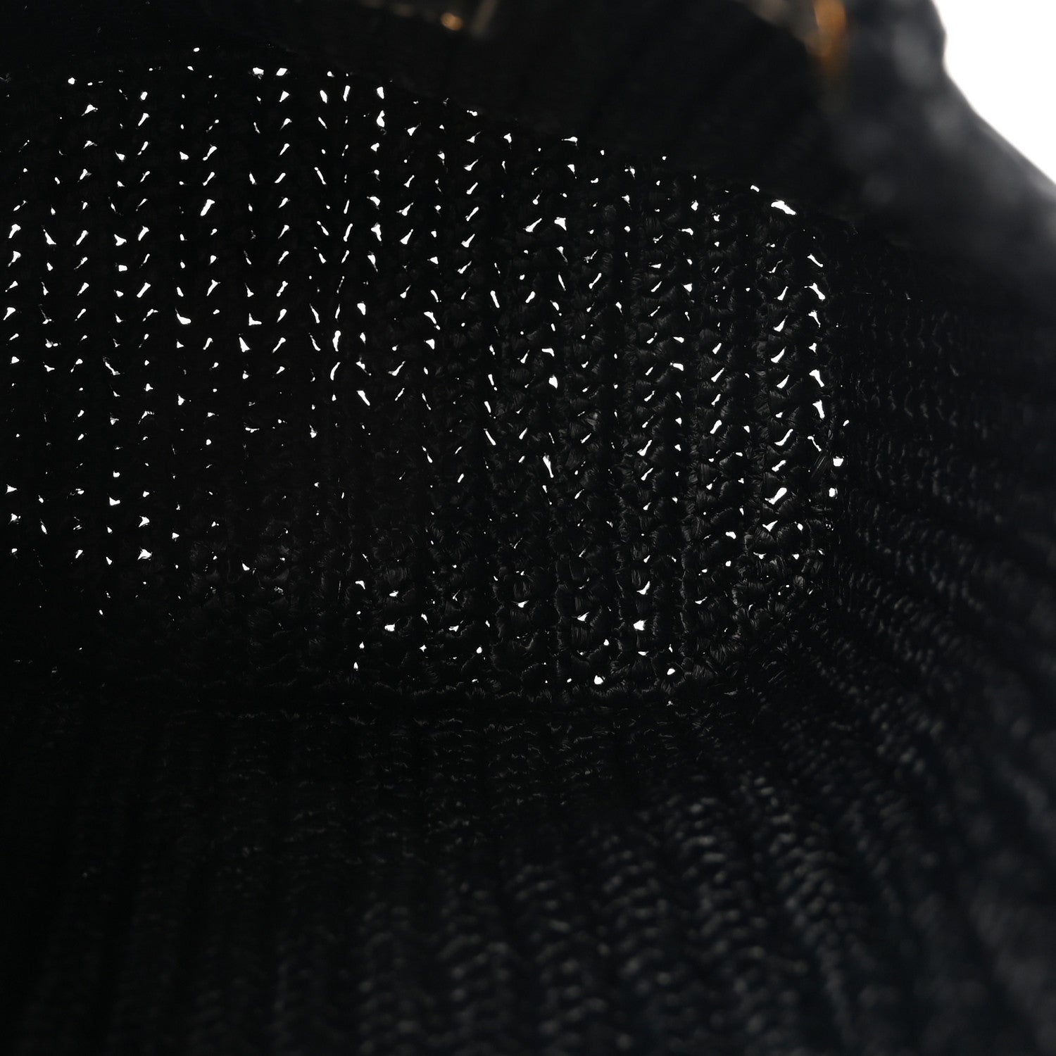 Yarn Raffia Effect Crochet Mini Bucket Bag Black