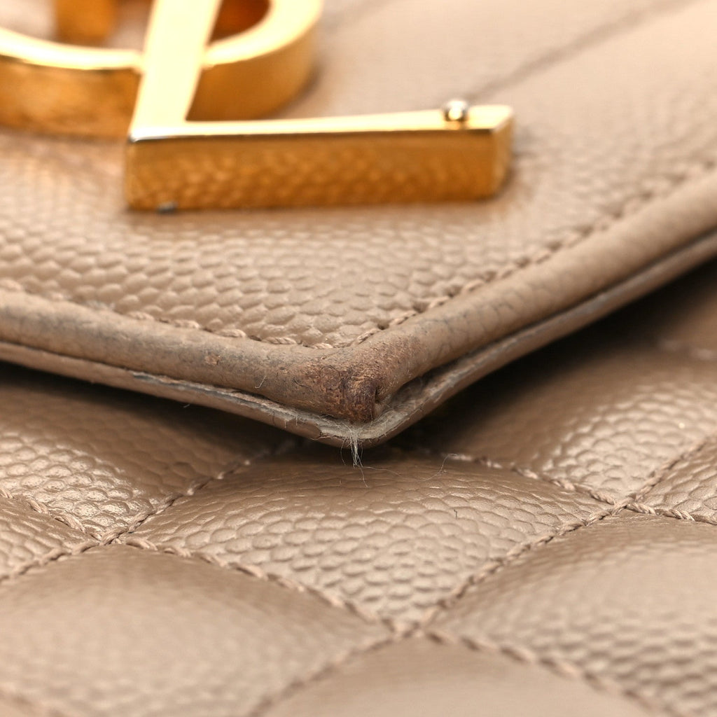 Grain De Poudre Mixed Matelasse Large Triquilt Monogram Satchel Dark Beige