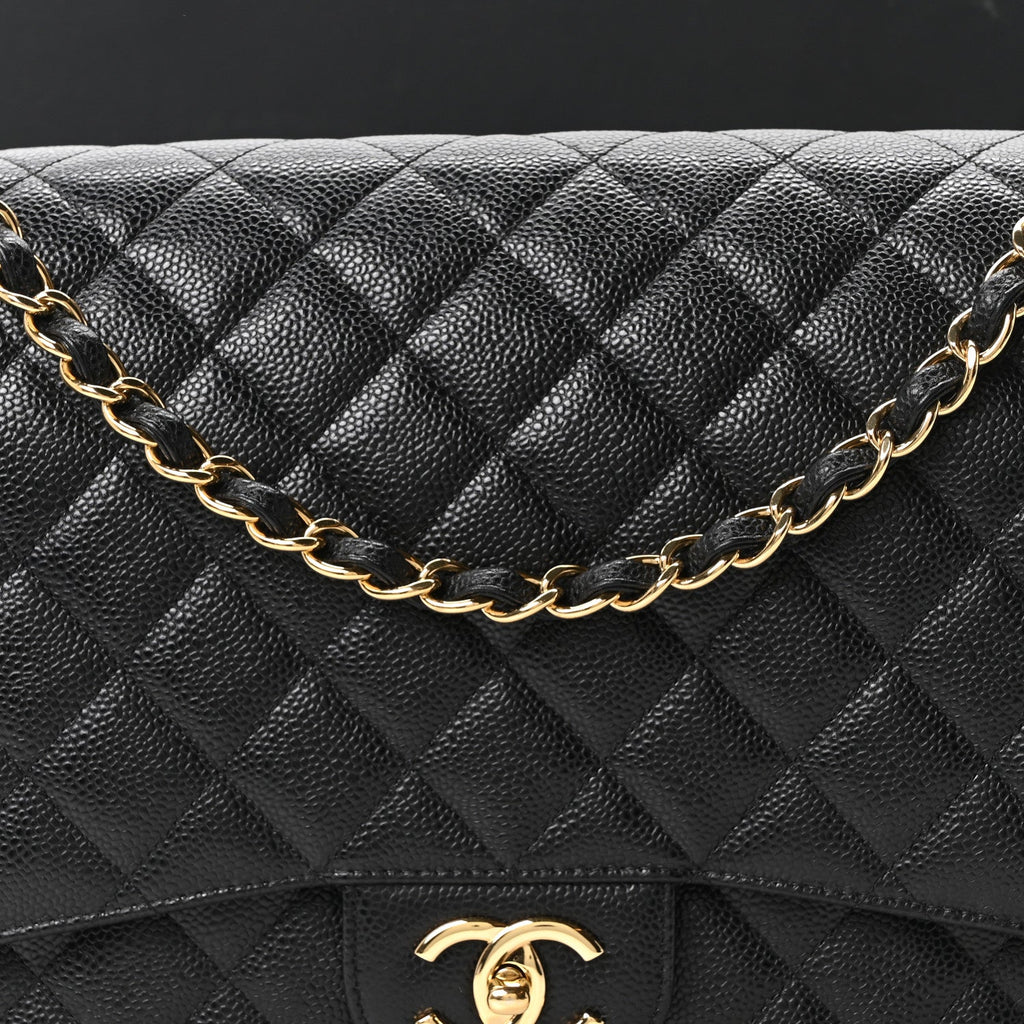Caviar Quilted Maxi Double Flap Black