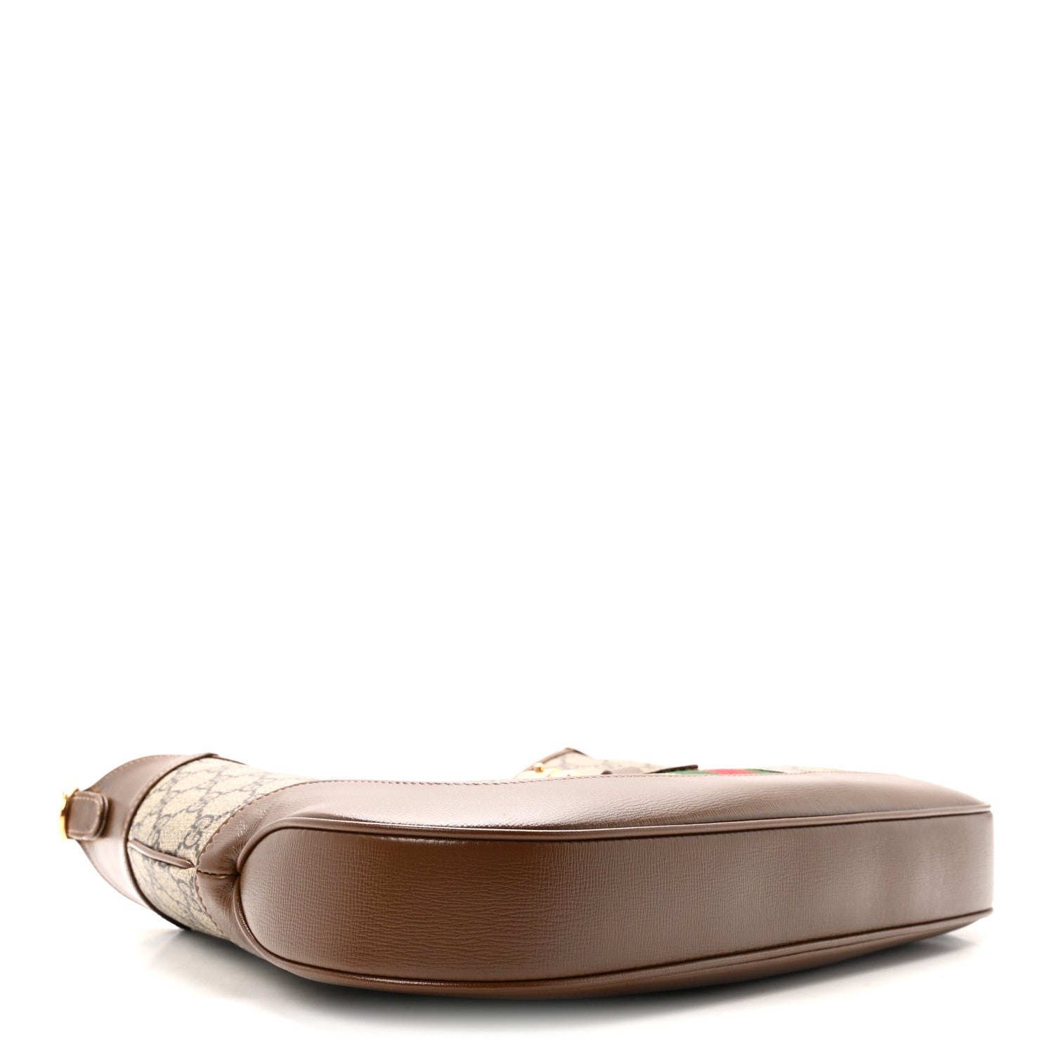 GG Supreme Monogram Azalea Calfskin Web Medium Jackie 1961 Hobo Beige Ebony Brown Sugar