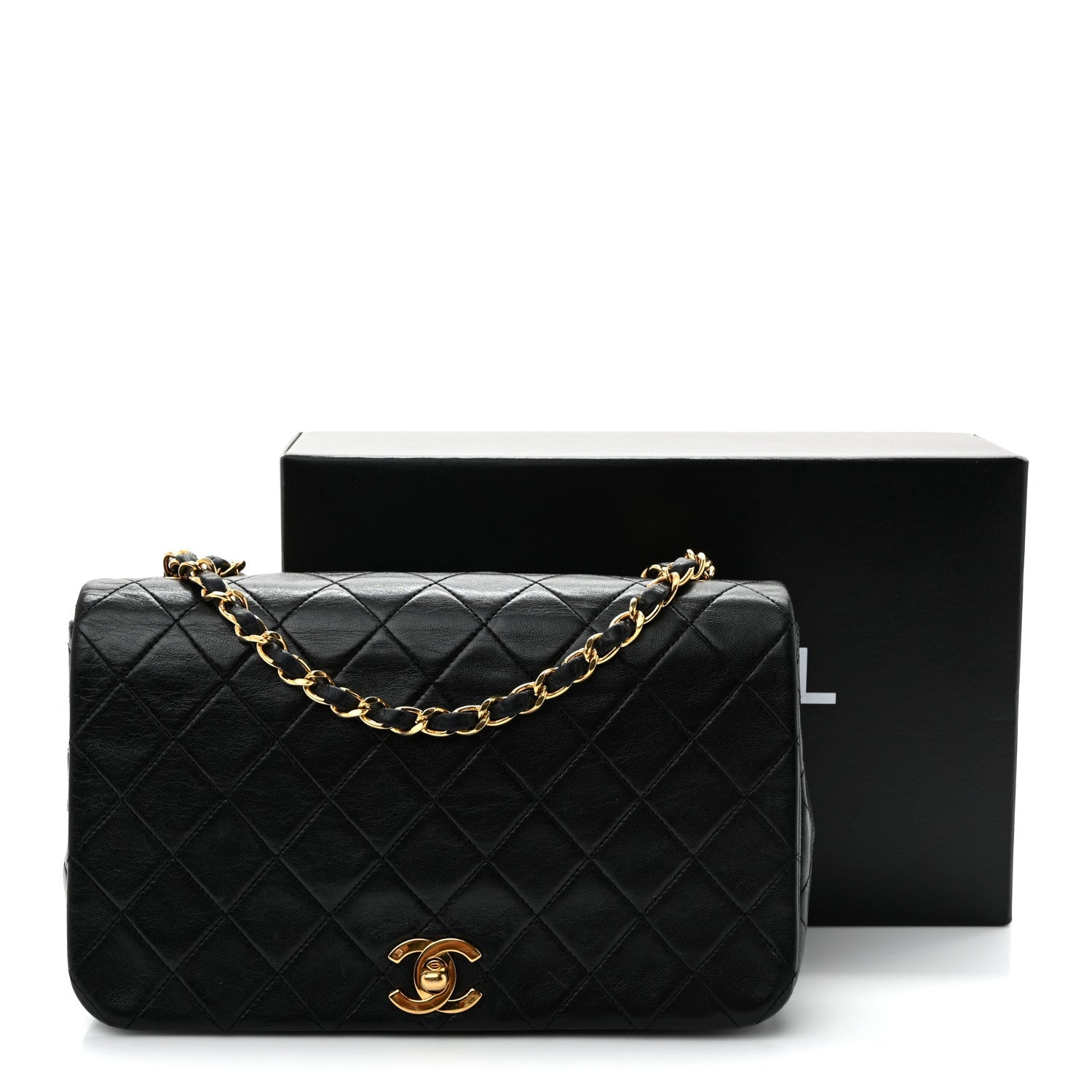 Lambskin Quilted Small Single Flap Black