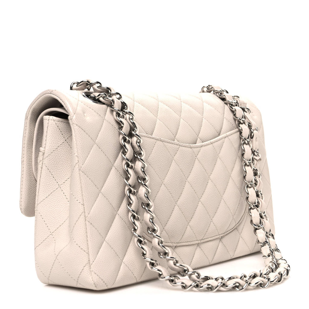 Caviar Quilted Medium Double Flap Ivory