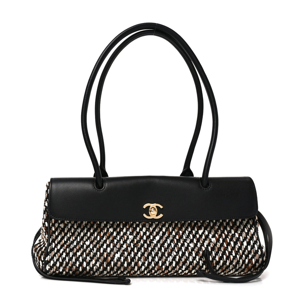 Tweed Calfskin Urban Essentials Small Shopping Bag Black Multicolor