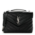Calfskin Y Quilted Monogram Small Loulou Chain Satchel Black