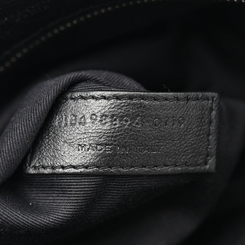 Crinkled Calfskin Matelasse Monogram Medium Niki Chain Satchel Black