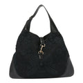 Calfsking Lace Large Jackie O Bouvier Hobo Black