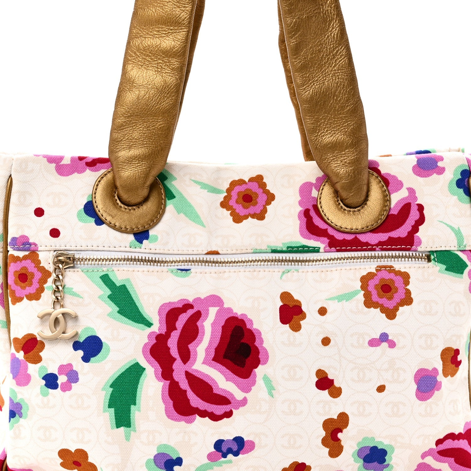 Canvas Floral Print Tote Multicolor