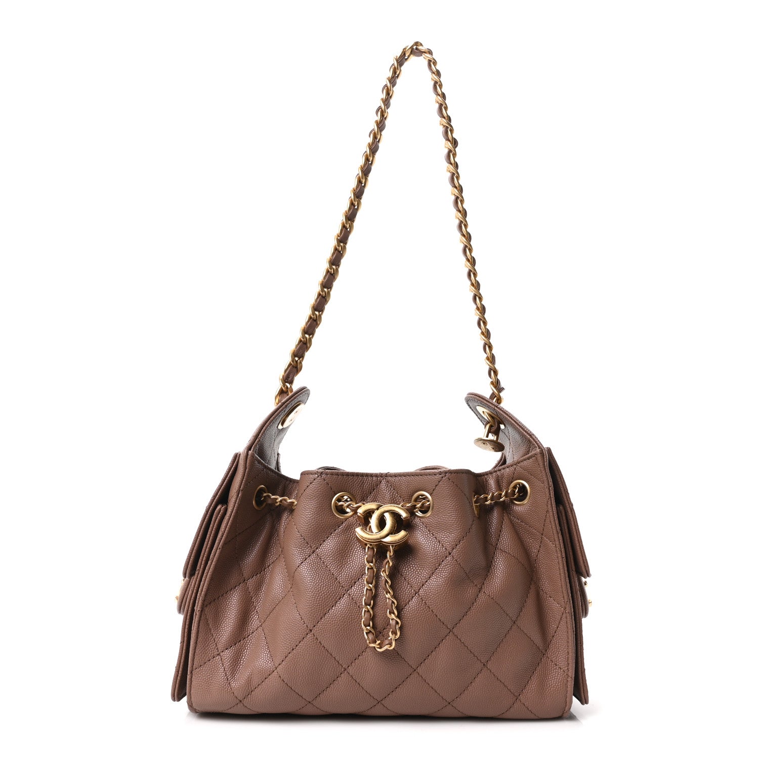 Caviar Quilted Mini Chanel 25 Handbag Brown