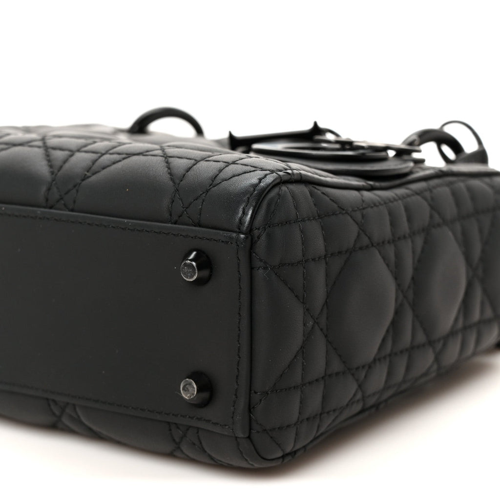 Ultra Matte Calfskin Cannage Mini Lady Dior Black
