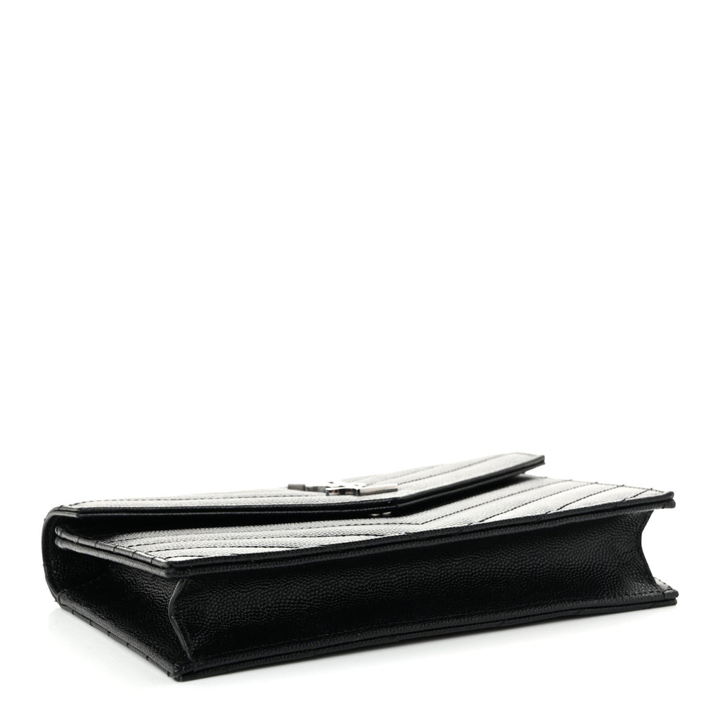 Grain De Poudre Matelasse Chevron Monogram Chain Wallet Black