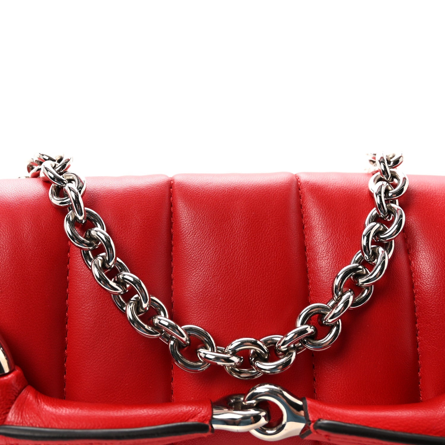 Nappa Vertical Matelasse Small Maxi Horsebit Chain Shoulder Bag Beret Red