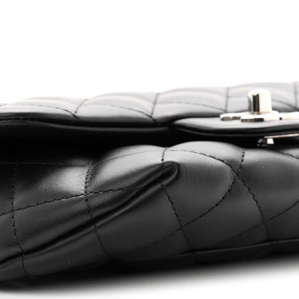 Calfskin Quilted CC Uniform Flap Belt Bag Black