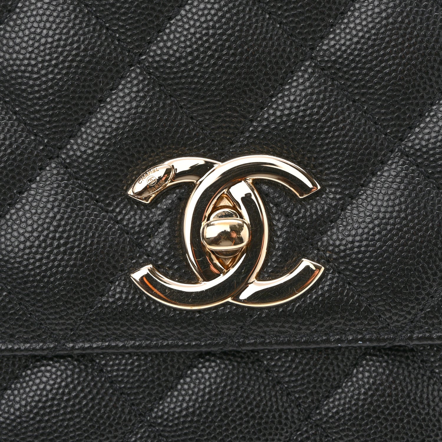 Caviar Quilted Small Coco Handle Flap Black