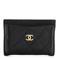Caviar Quilted Card Holder Black