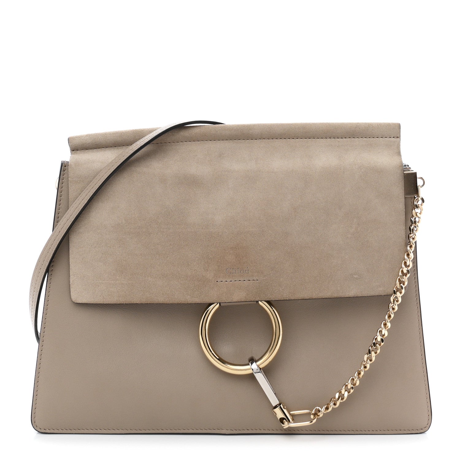 Calfskin Suede Medium Faye Shoulder Bag Motty Grey