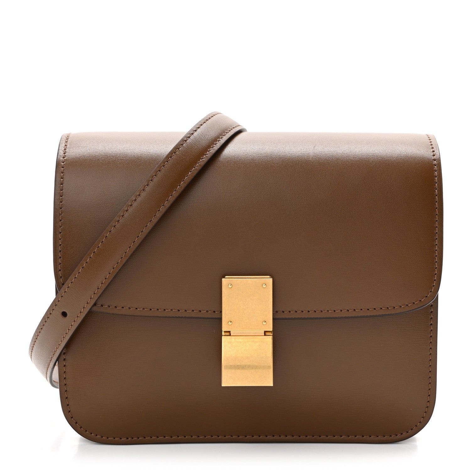 Box Calfskin Teen Classic Box Flap Bag Camel