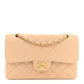Caviar Quilted Small Double Flap Beige