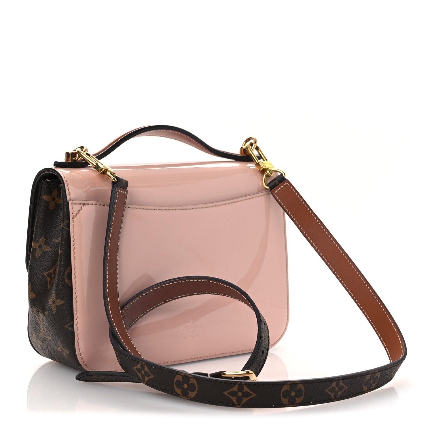 Patent Calfskin Monogram Cherrywood BB Rose Ballerine
