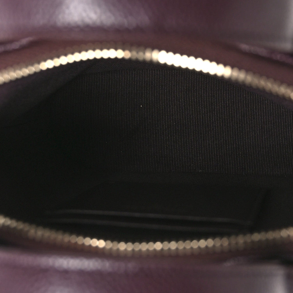 Caviar Quilted Top Handle Clutch With Chain Dark Brown