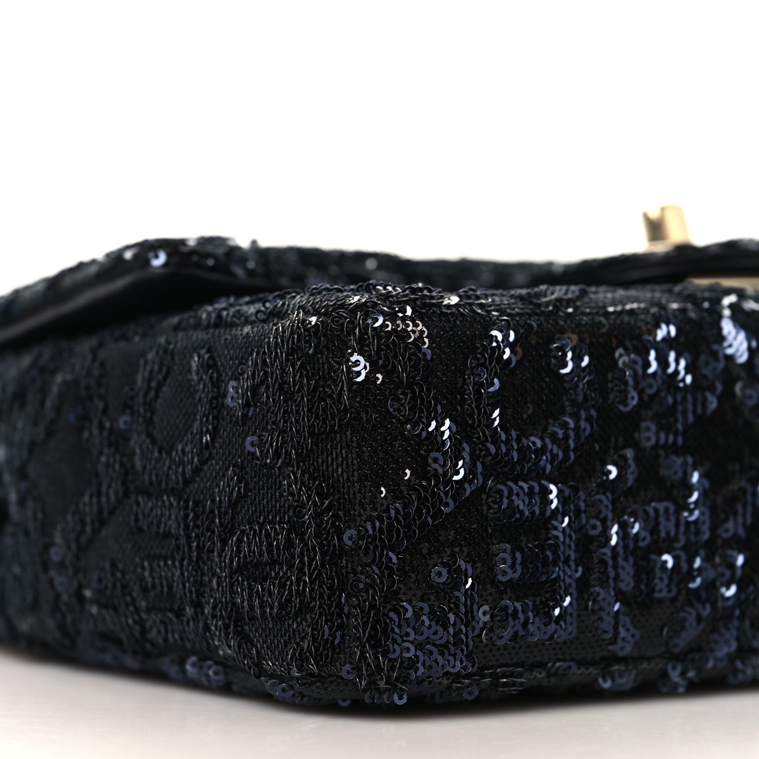 Sequin Quilted Small Single Flap Black