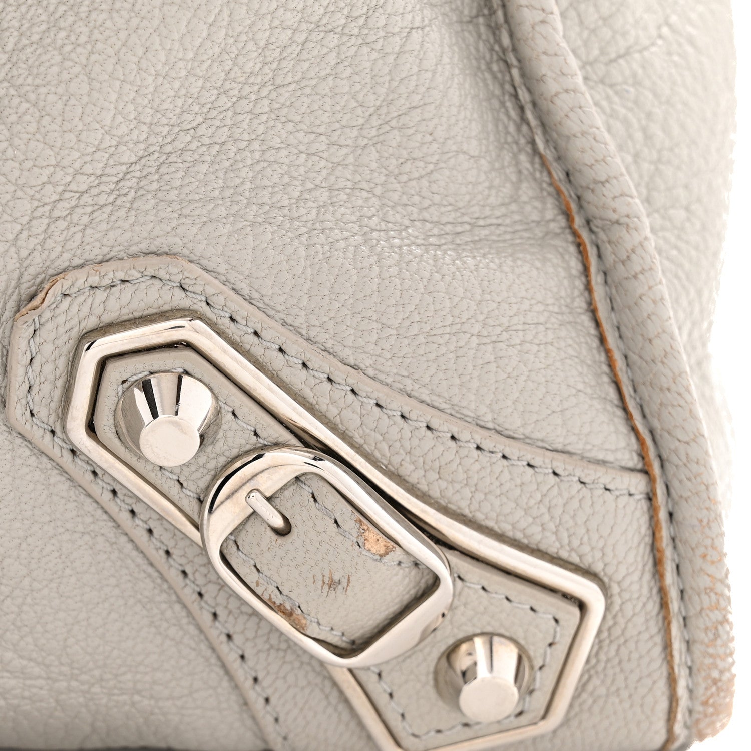 Chevre Silver Metallic Edge Hardware City Gris Glace