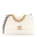 Lambskin Quilted Large Chanel 19 Flap White