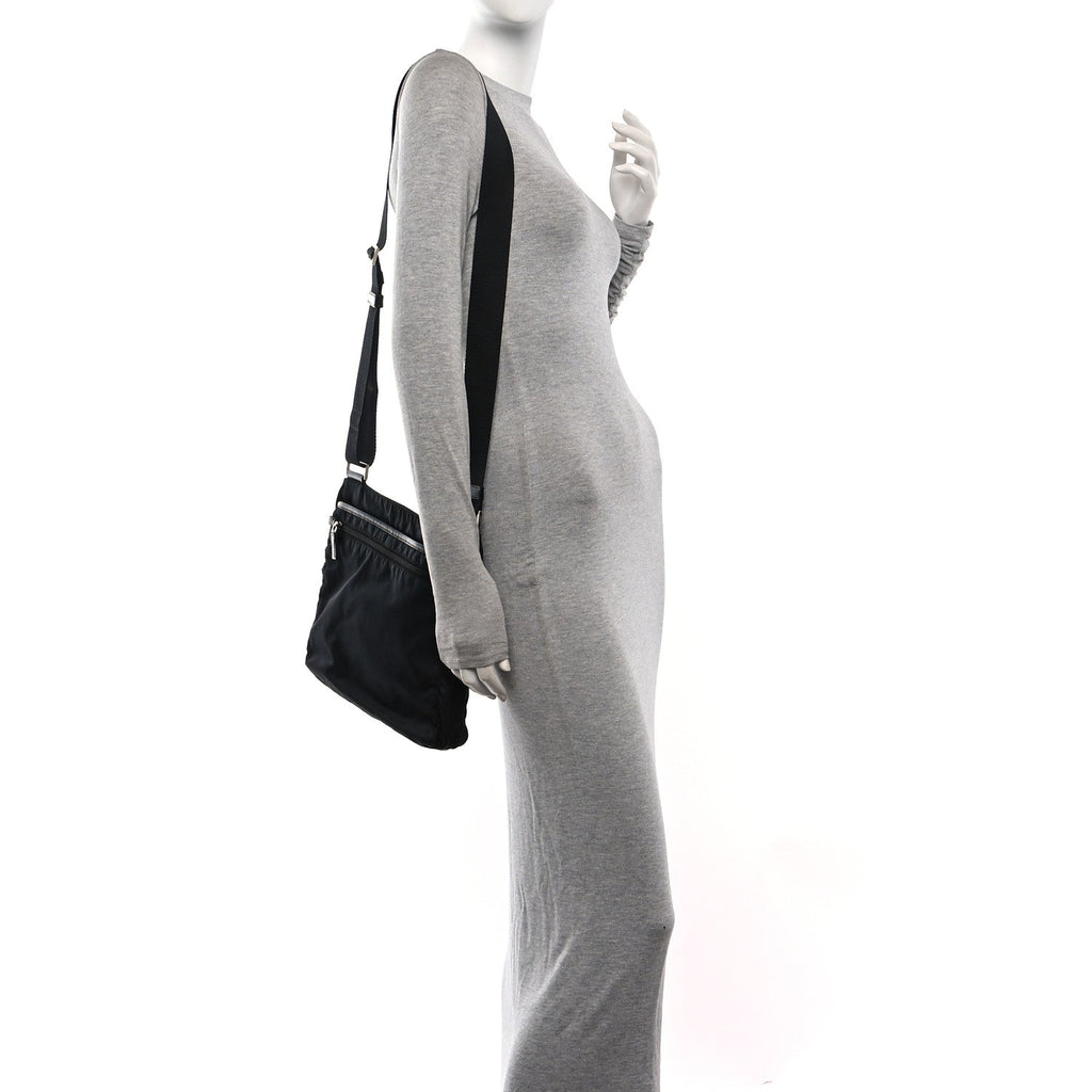 Tessuto Nylon Saffiano Small Crossbody Bag Black