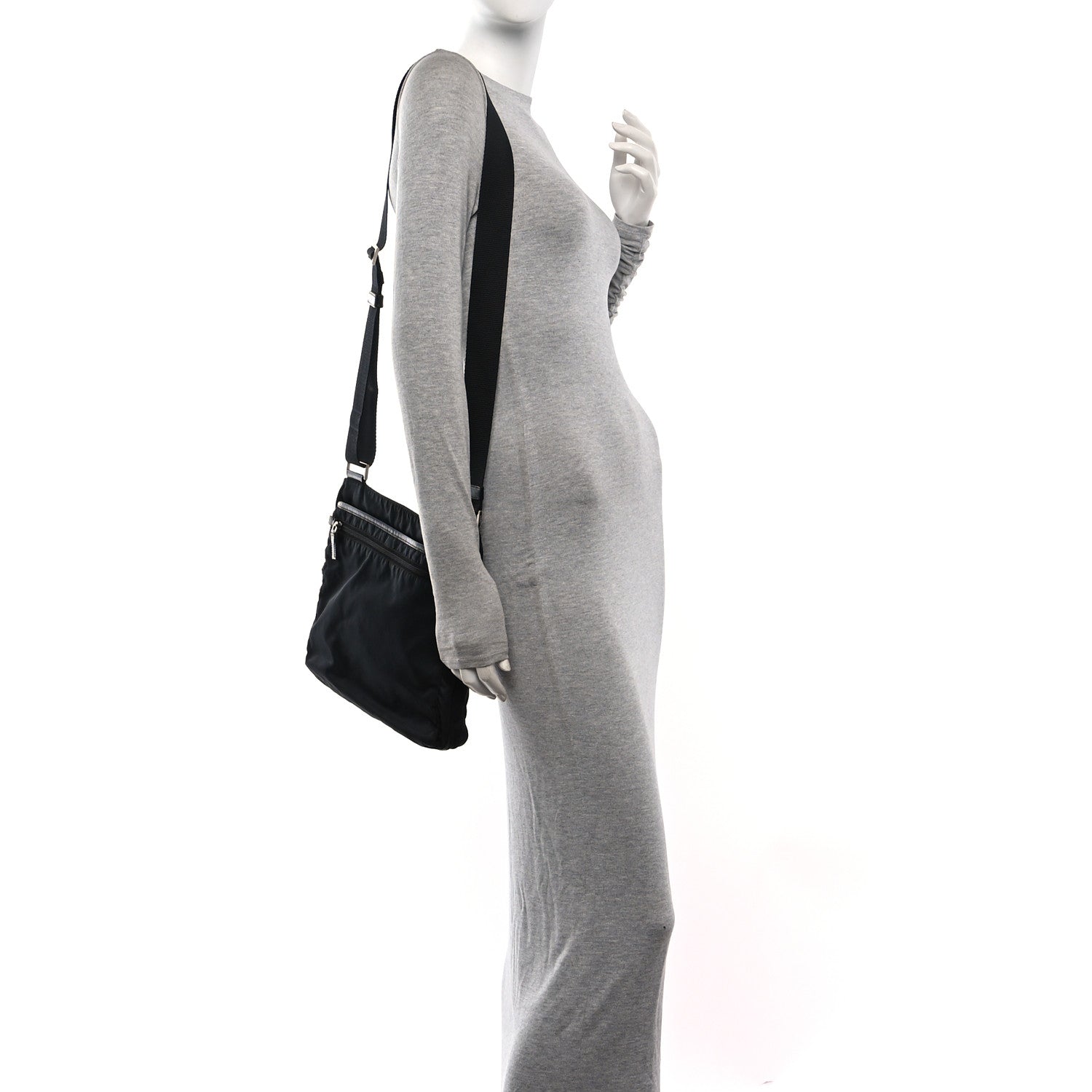 Tessuto Nylon Saffiano Small Crossbody Bag Black