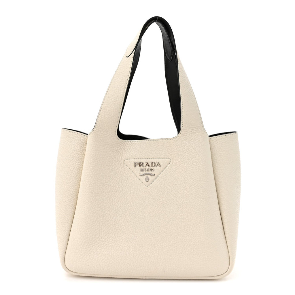 Vitello Daino Soft Medium Dynamique Tote White Black