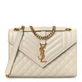 Grain De Poudre Textured Mixed Matelasse Medium Triquilt Monogram Satchel Crema Soft