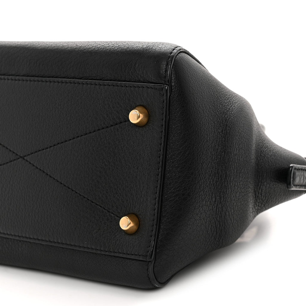 Textured Calfskin Mini Incognito Satchel Black