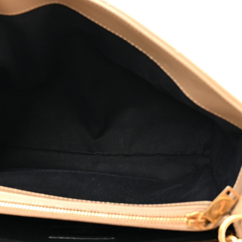 Calfskin Y Quilted Monogram Medium Loulou Chain Satchel Dark Beige