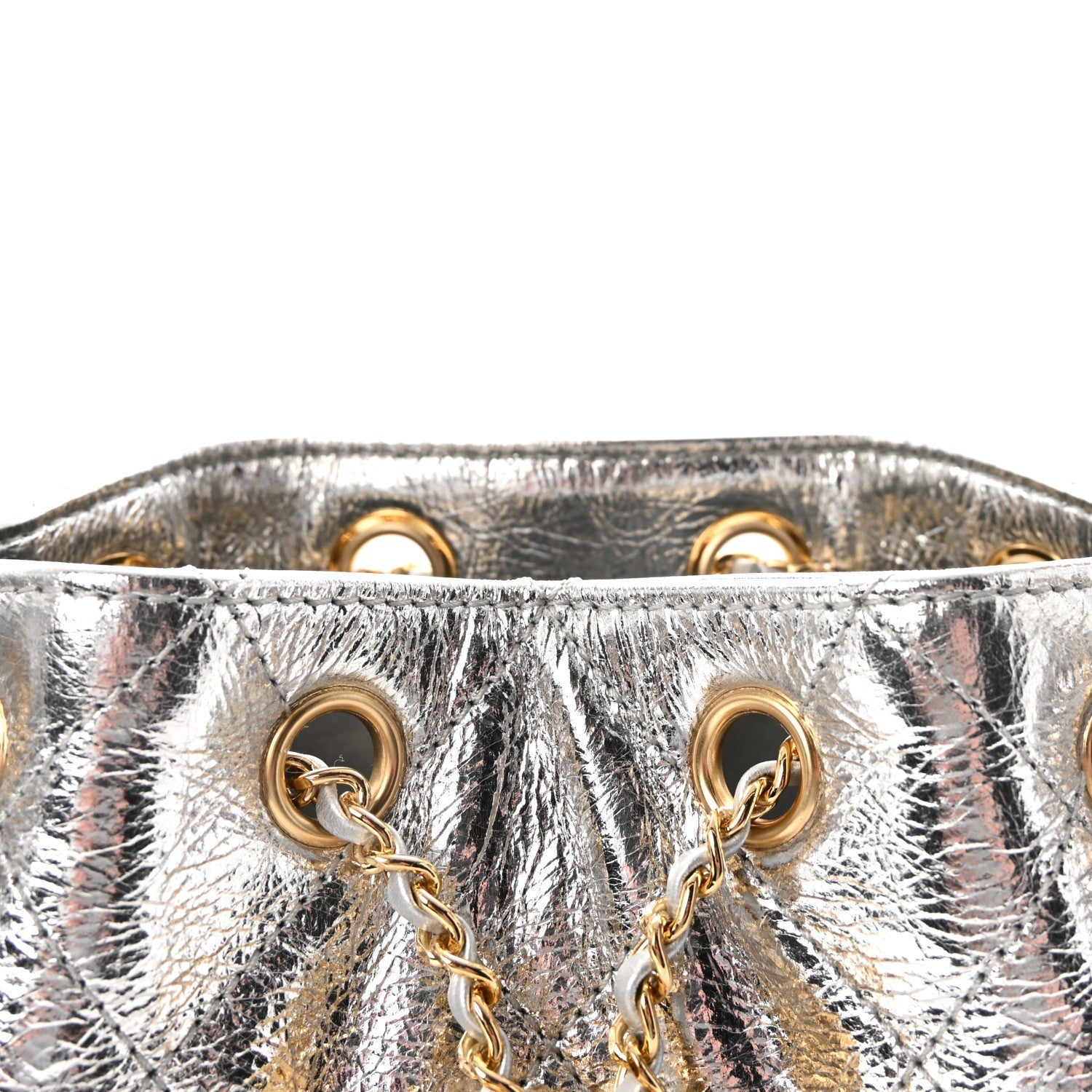 Metallic Aged Calfskin Quilted Mini Chanel 25 Handbag Silver