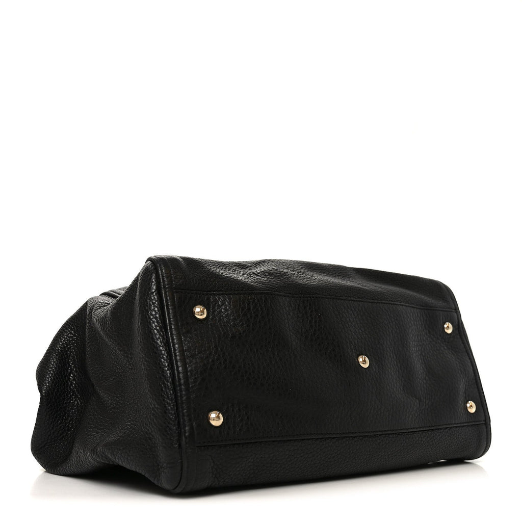 Pebbled Calfskin Medium Soho Chain Shoulder Bag Black