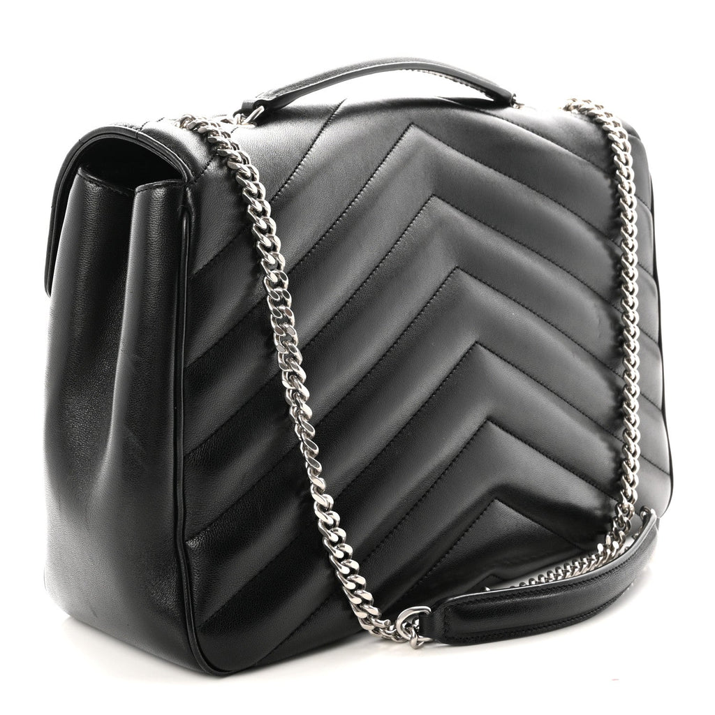 Lambskin Chevron Quilted Large LouLou Black