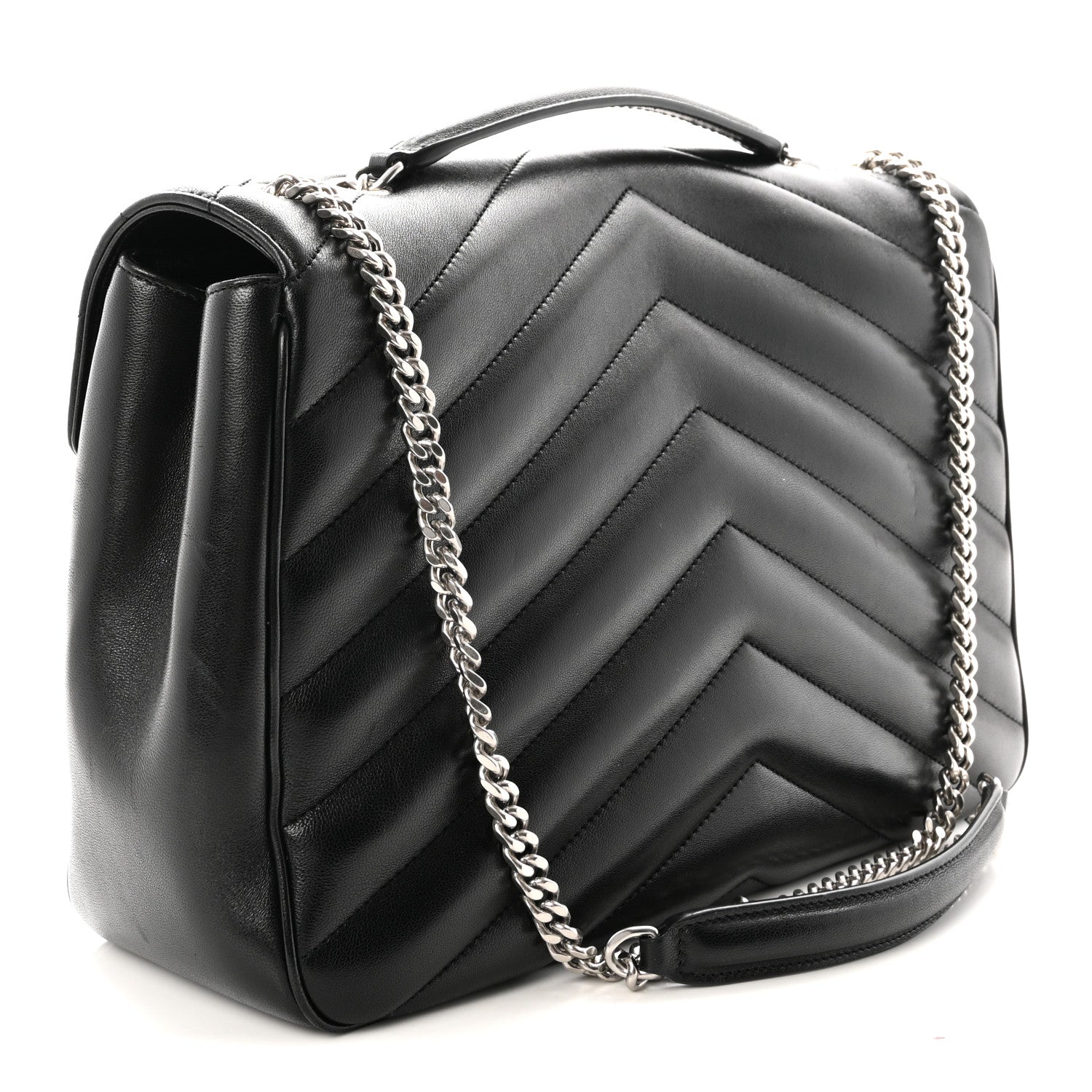 Lambskin Chevron Quilted Large LouLou Black
