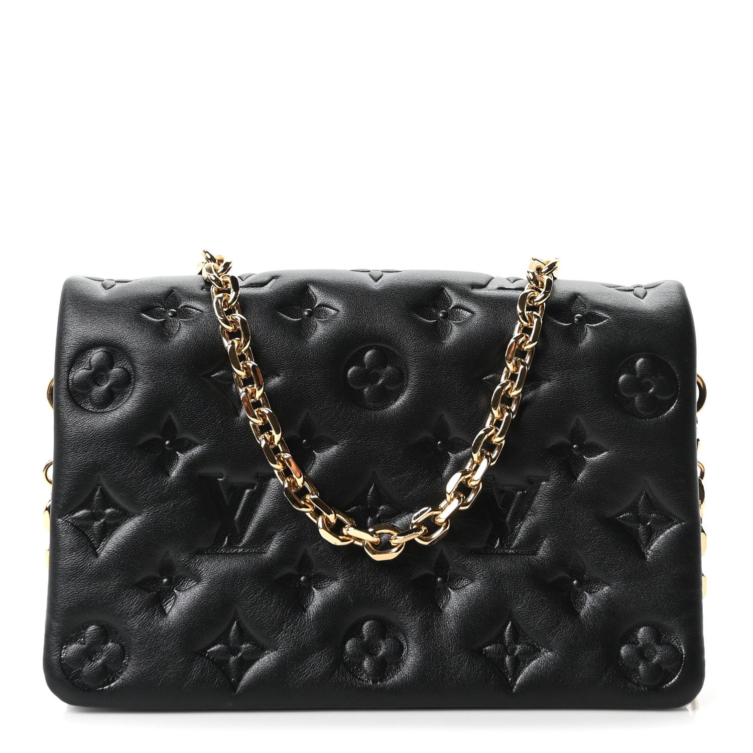 Lambskin Embossed Monogram Pochette Coussin Black