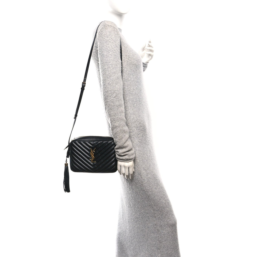 Calfskin Matelasse Monogram Lou Camera Bag Black