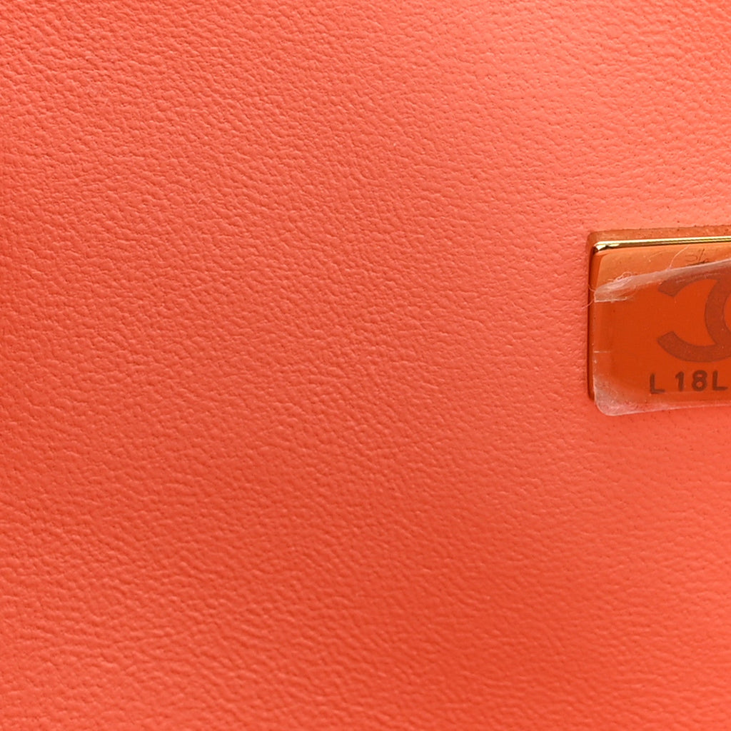 Lambskin Quilted Small Double Flap Light Orange