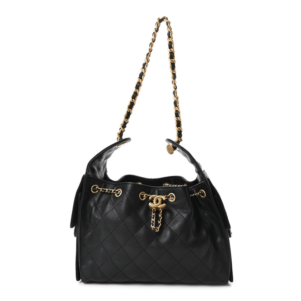 Caviar Quilted Small Chanel 25 Handbag Black Black